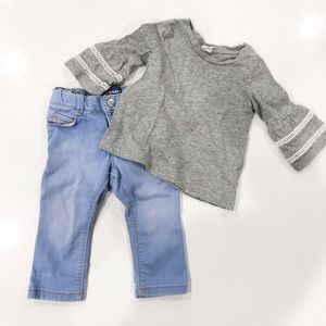 Bell sleeve T and Jeans